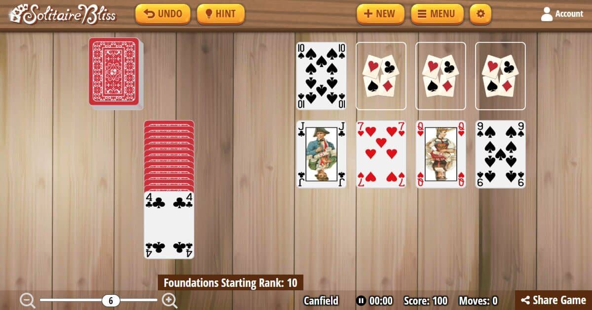 Play Canfield Solitaire Card Game Online