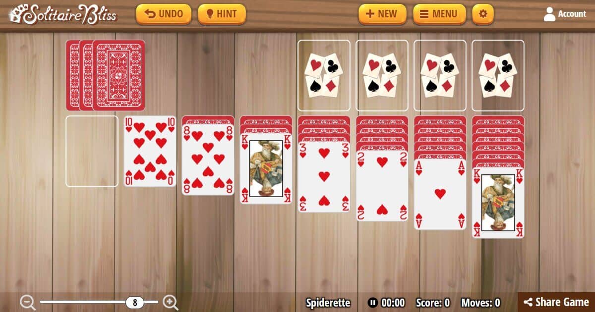 Spider Solitaire 1 Suit - Solitaire Bliss