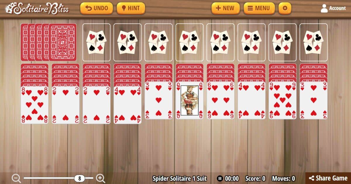 Spider Solitaire 1 Suit - Solitaire Bliss