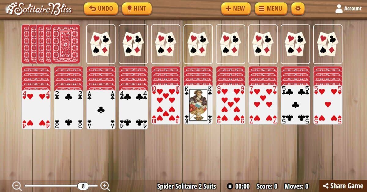 Performer Miles blessing Spider Solitaire 2 Suits - Solitaire Bliss