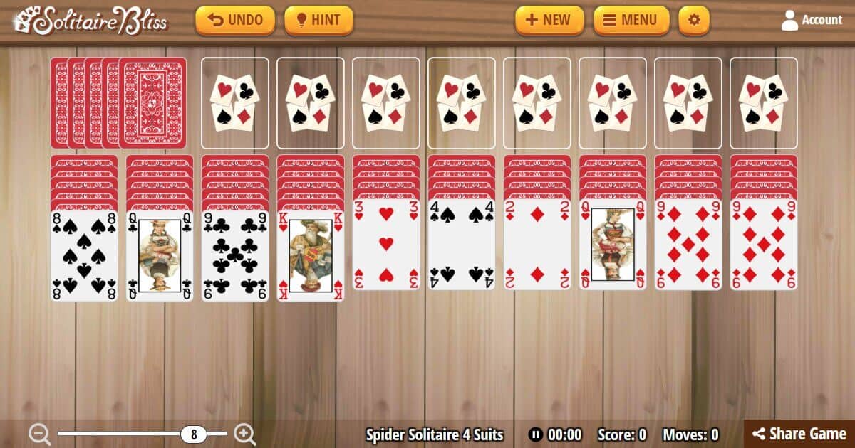 SOLITAIRE SPIDER 4 SUITS jogo online gratuito em